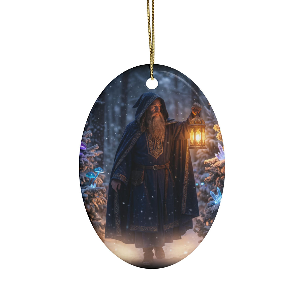 Wizard in Snowy Forest Fantasy Christmas Decor