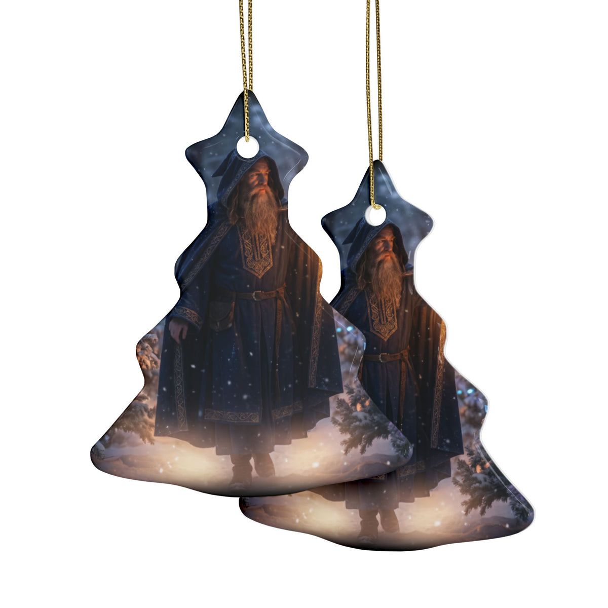 Wizard in Snowy Forest Fantasy Christmas Decor