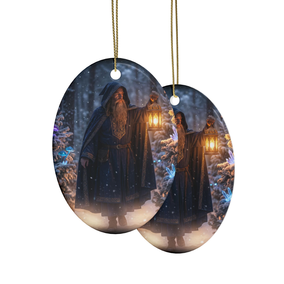 Wizard in Snowy Forest Fantasy Christmas Decor