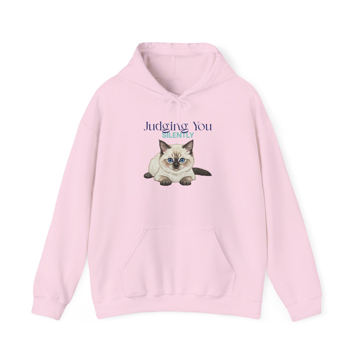 Cat Hoodie – "Judging You Silently" Cute Grumpy Kitten Graphic Hoodie