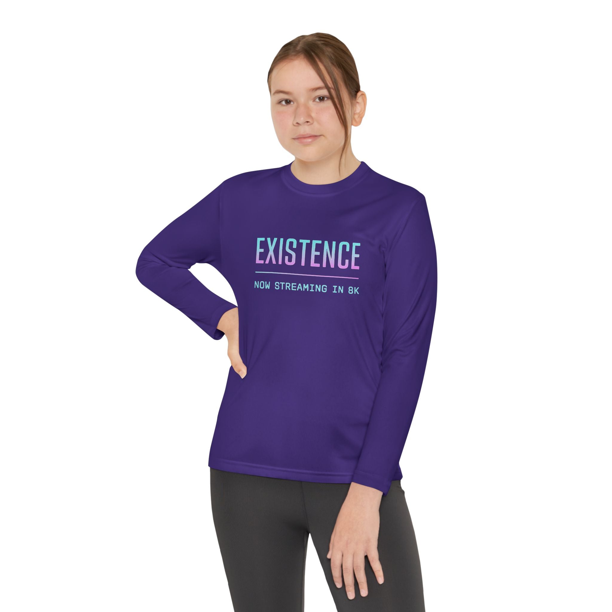 Youth Motivational Long Sleeve Tee - Vibrant Orange "Existence, How Striving Defines Me", Gift for Kids, Sportswear, Everyday Wear, [...]