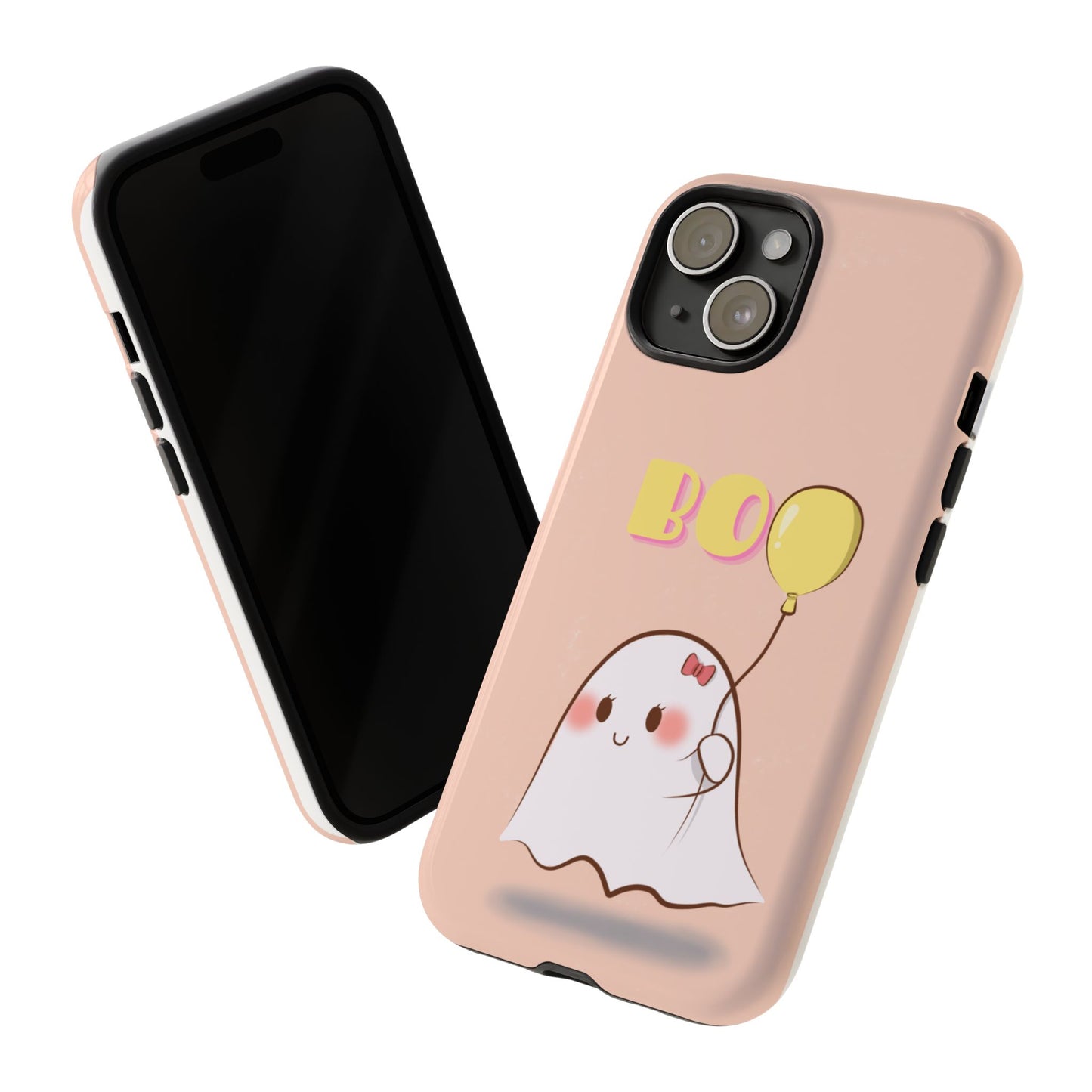 Cute Ghost 'Boo' Phone Case – Pink Balloon Protective Case