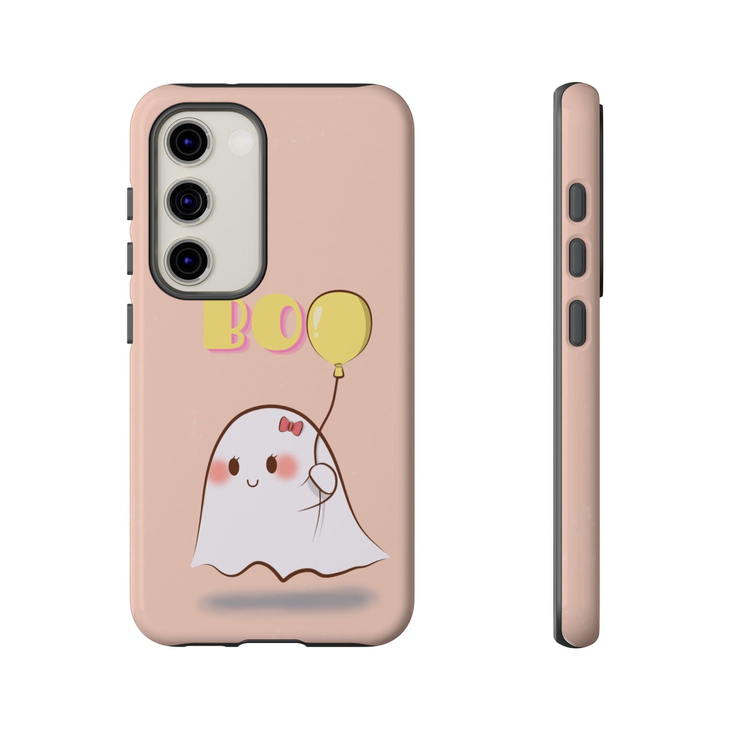 Cute Ghost 'Boo' Phone Case – Pink Balloon Protective Case
