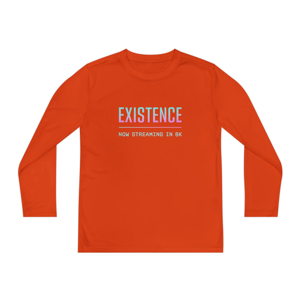 Youth Motivational Long Sleeve Tee - Vibrant Orange "Existence, How Striving Defines Me", Gift for Kids, Sportswear, Everyday Wear, [...]
