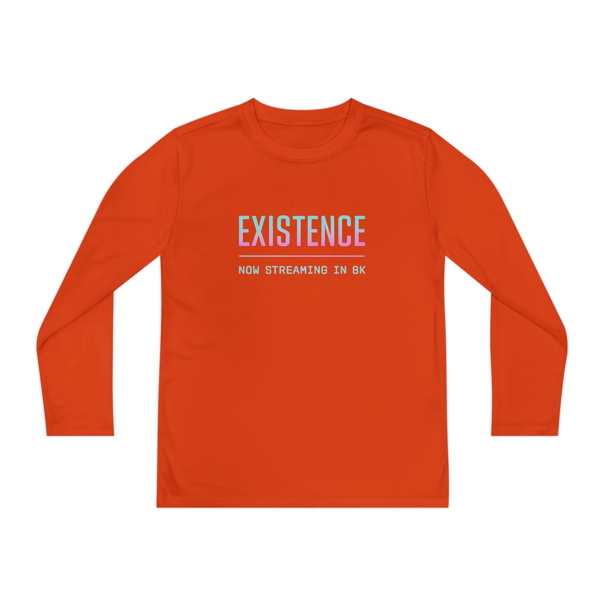Youth Motivational Long Sleeve Tee - Vibrant Orange "Existence, How Striving Defines Me", Gift for Kids, Sportswear, Everyday Wear, [...]