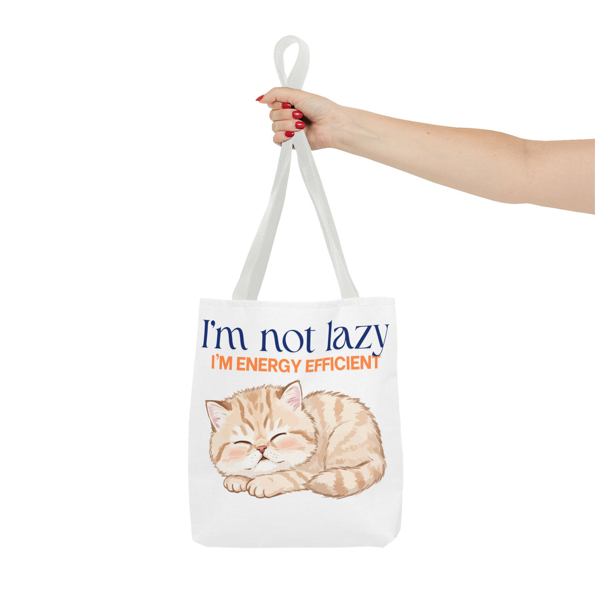 "I'm Not Lazy, I'm Energy Efficient" Sleeping Kitten tote bag