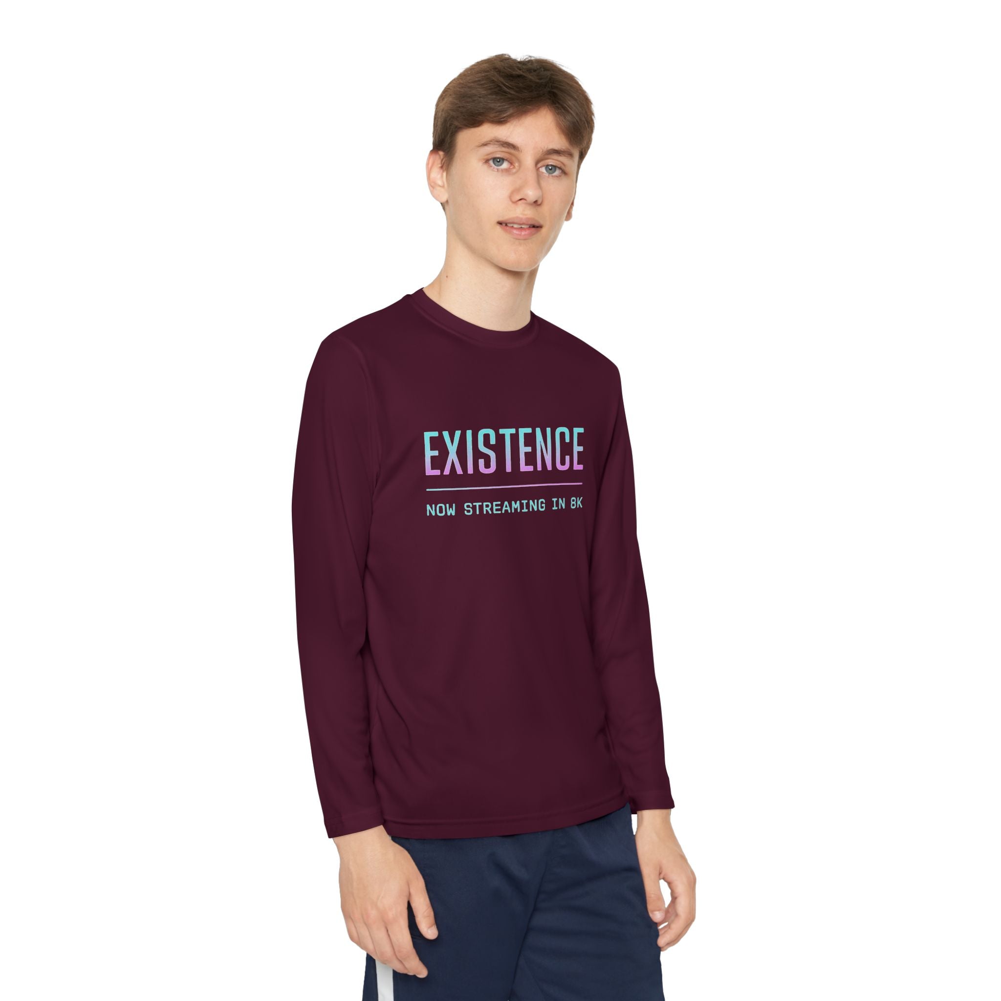 Youth Motivational Long Sleeve Tee - Vibrant Orange "Existence, How Striving Defines Me", Gift for Kids, Sportswear, Everyday Wear, [...]