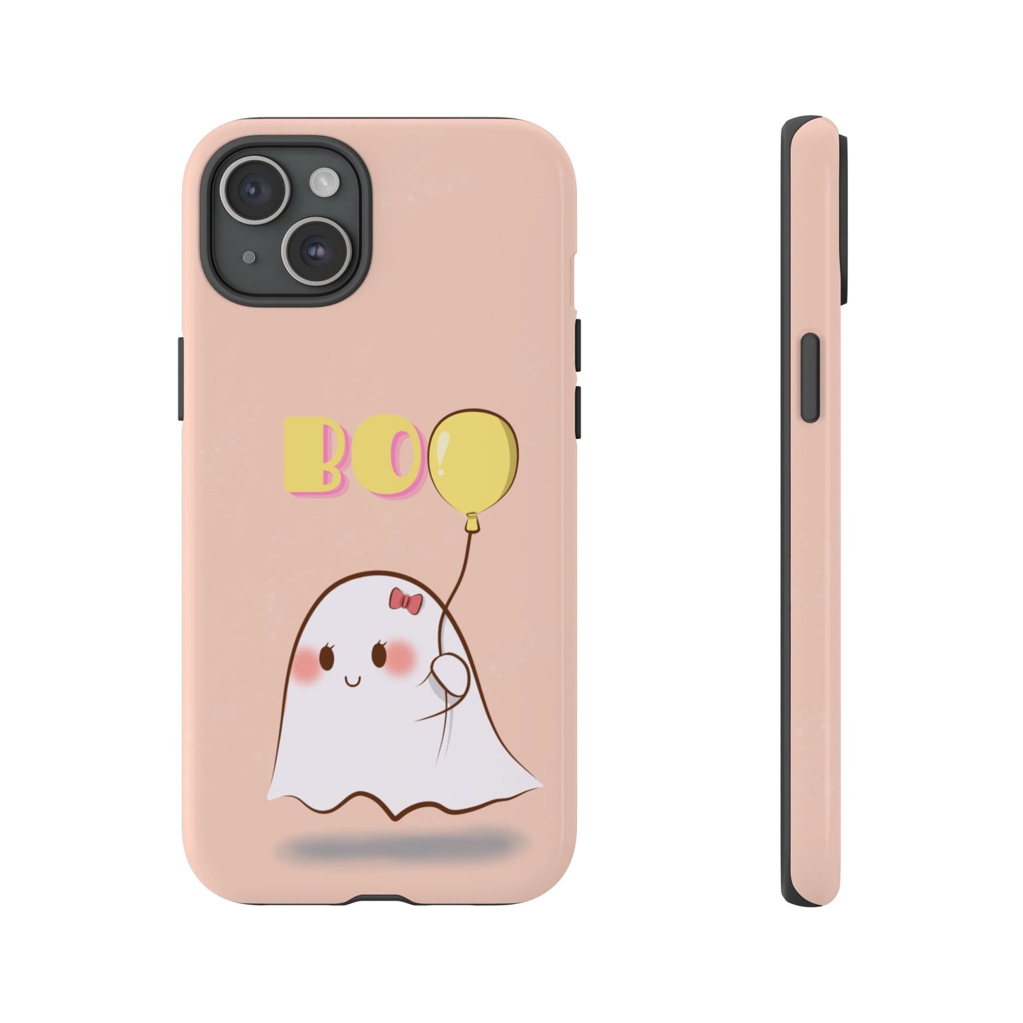 Cute Ghost 'Boo' Phone Case – Pink Balloon Protective Case