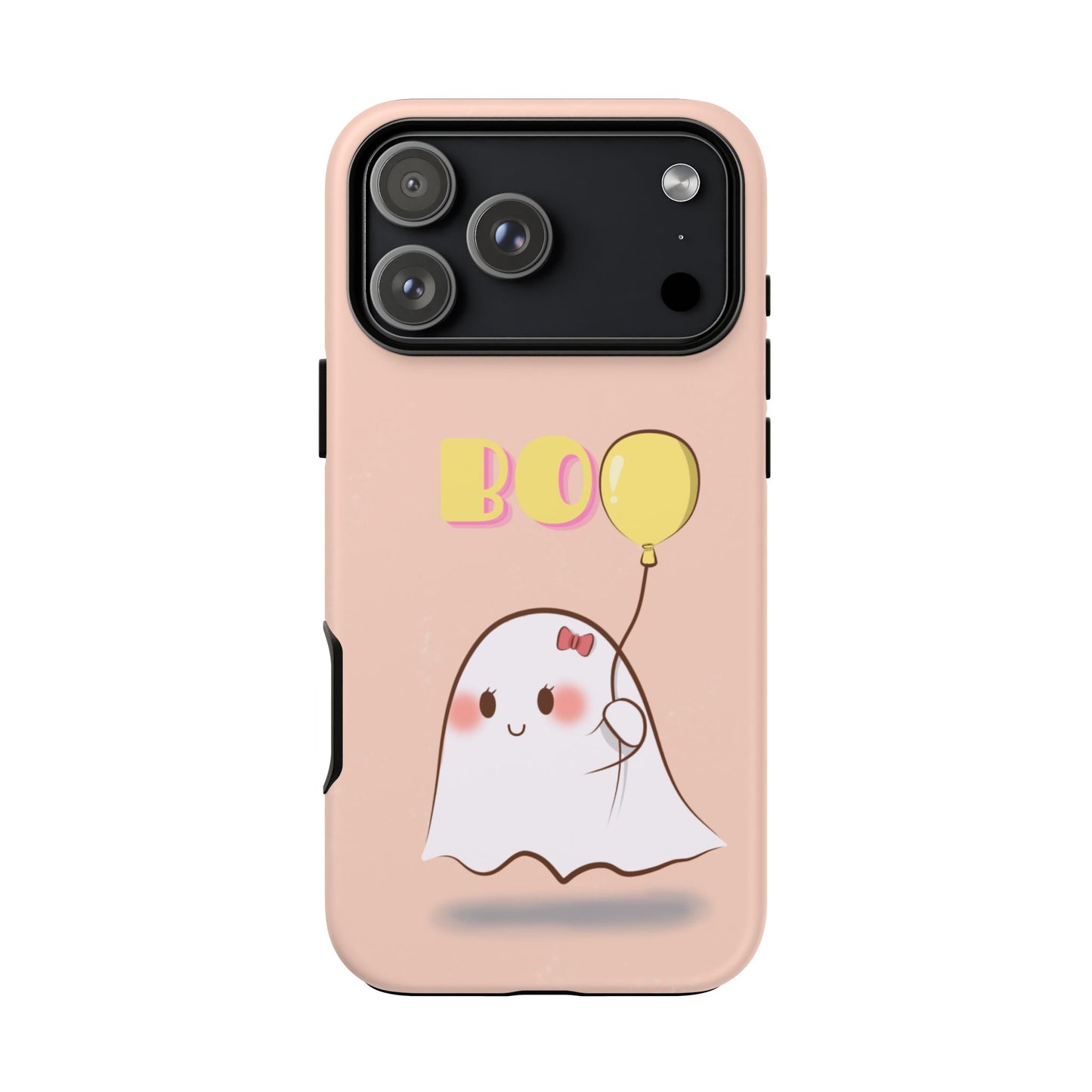 Cute Ghost 'Boo' Phone Case – Pink Balloon Protective Case