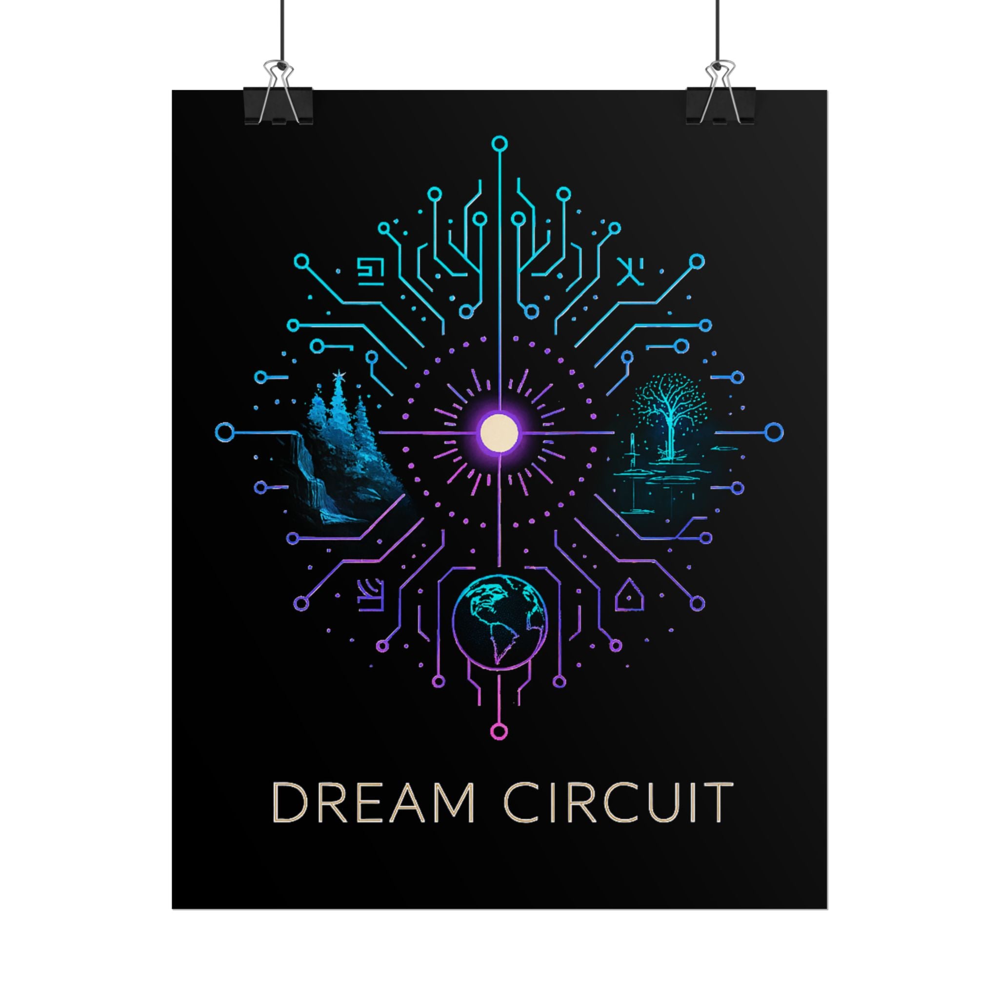 Cyberpunk Art Print, Dream Circuit Poster, Tech Aesthetic Wall Decor, Unique Gift for Tech Lovers, Modern Home Art