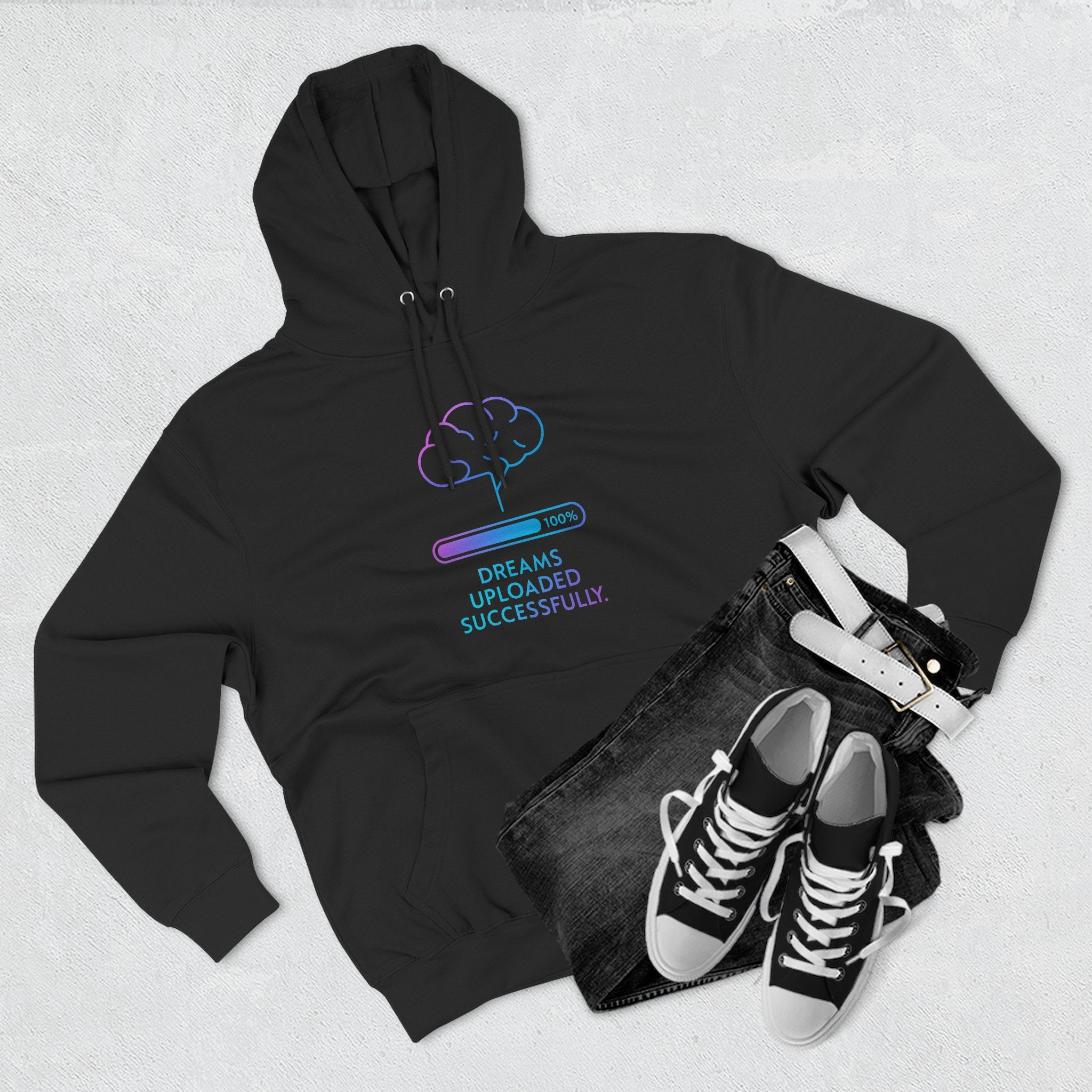 Dreams Uploaded Hoodie | Cozy Fleece Sweatshirt, Perfect for Gamers, Tech Lovers, Unique Gift, Motivational Wear