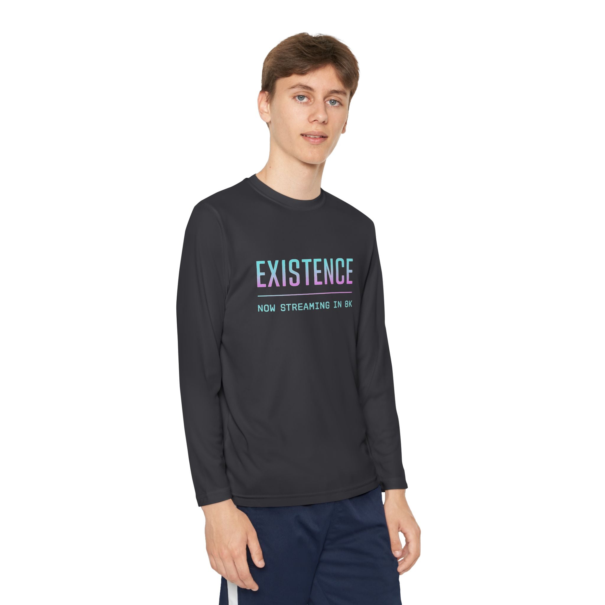 Youth Motivational Long Sleeve Tee - Vibrant Orange "Existence, How Striving Defines Me", Gift for Kids, Sportswear, Everyday Wear, [...]