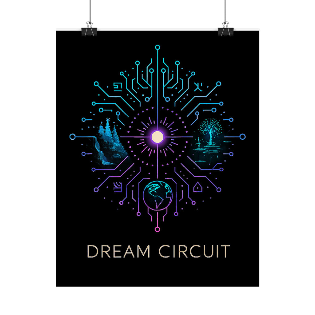 Cyberpunk Art Print, Dream Circuit Poster, Tech Aesthetic Wall Decor, Unique Gift for Tech Lovers, Modern Home Art