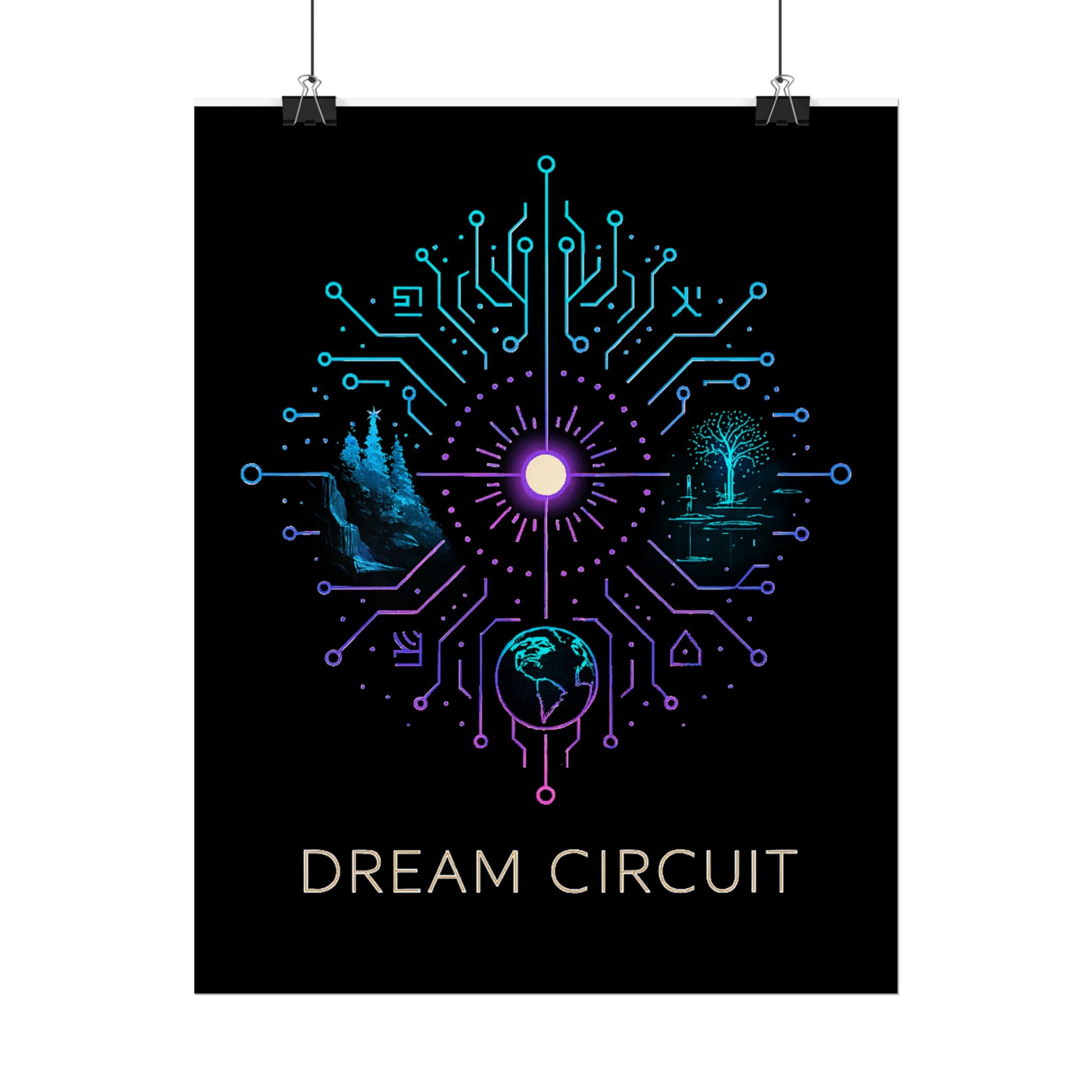 Cyberpunk Art Print, Dream Circuit Poster, Tech Aesthetic Wall Decor, Unique Gift for Tech Lovers, Modern Home Art