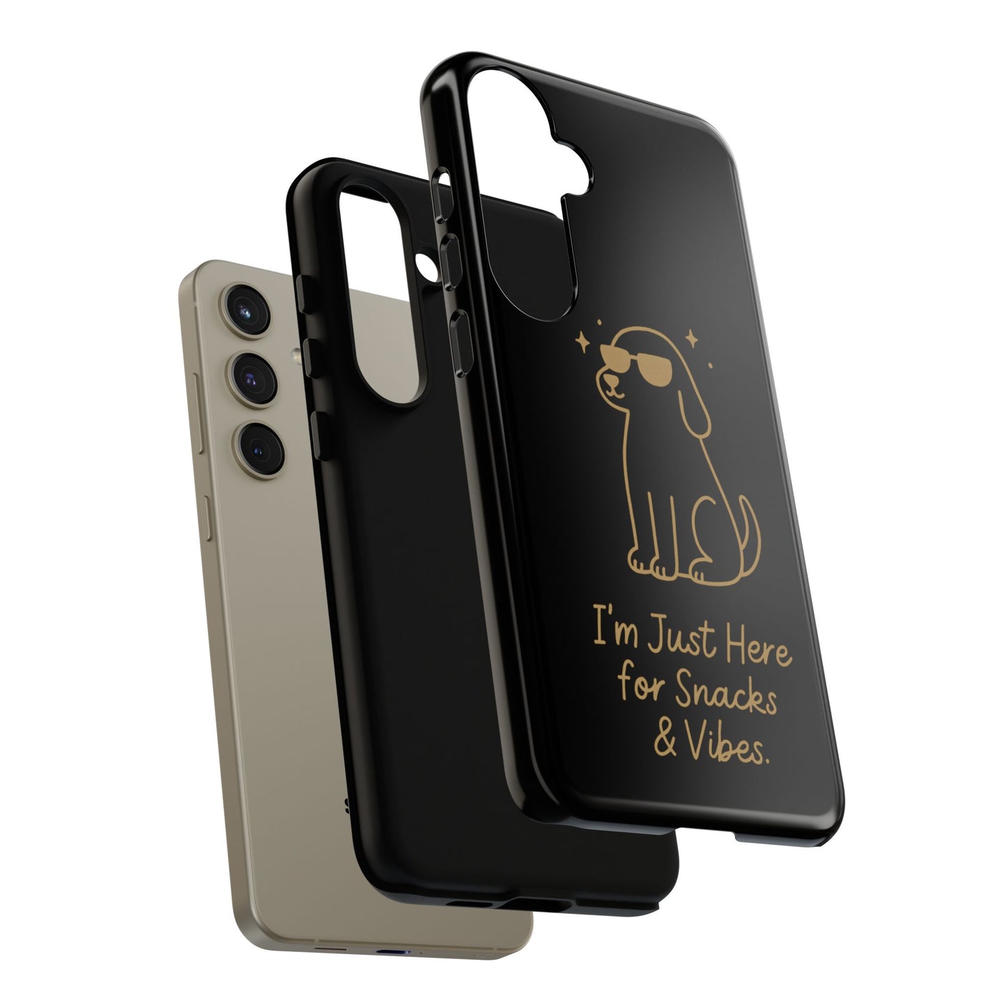 Phone Case — "I’m Just Here for Snacks & Vibes" Cute Dog Design