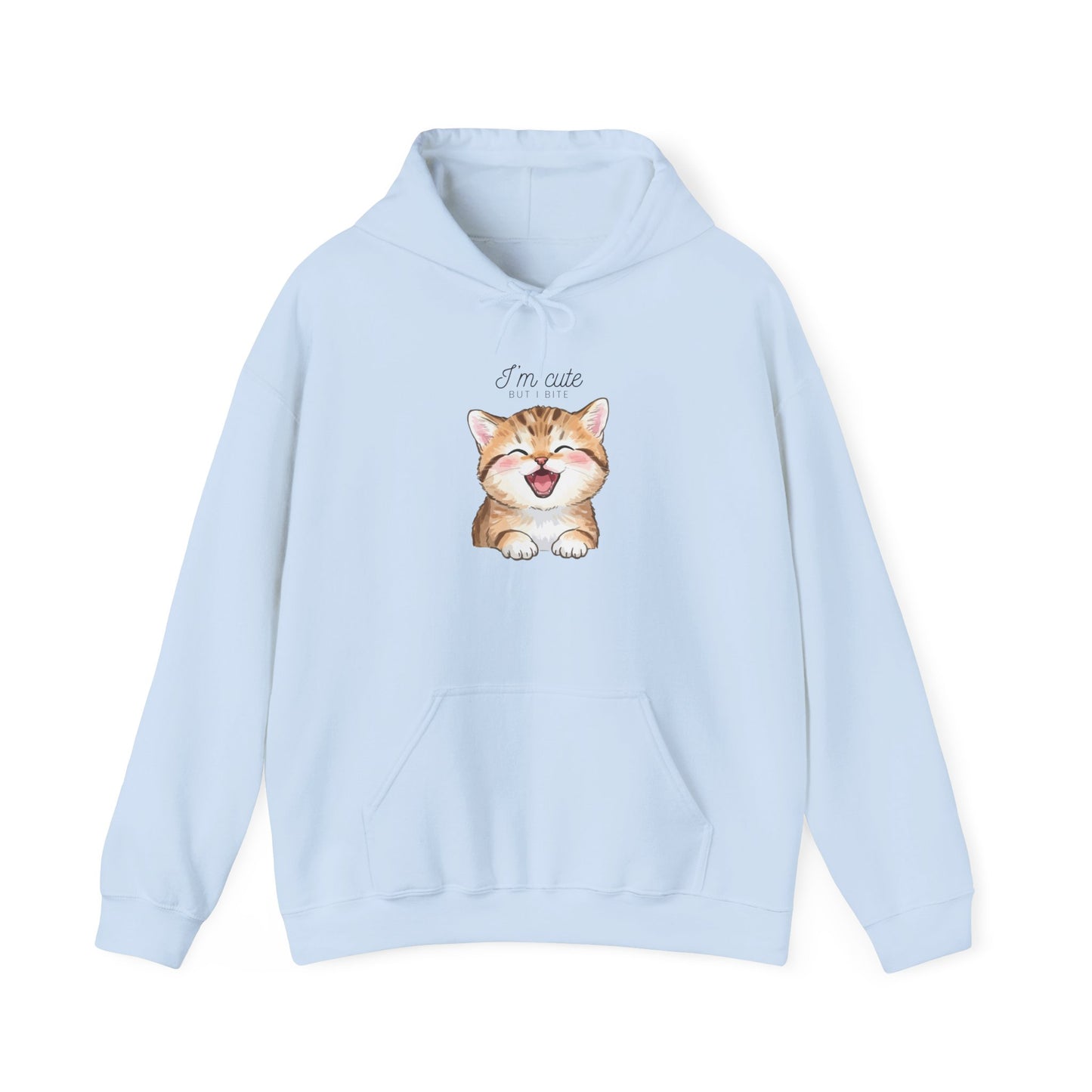 Cute Smiling Kitten Hoodie – “I’m Cute” Cat Graphic Sweatshirt