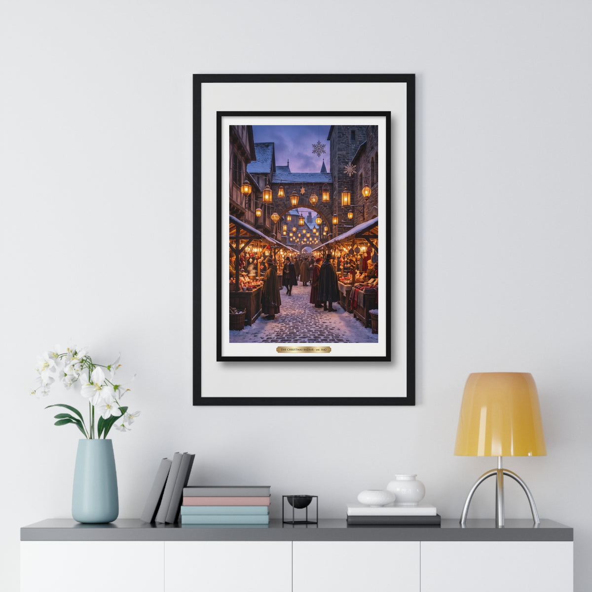 Enchanted Winter Christmas Market Framed Poster