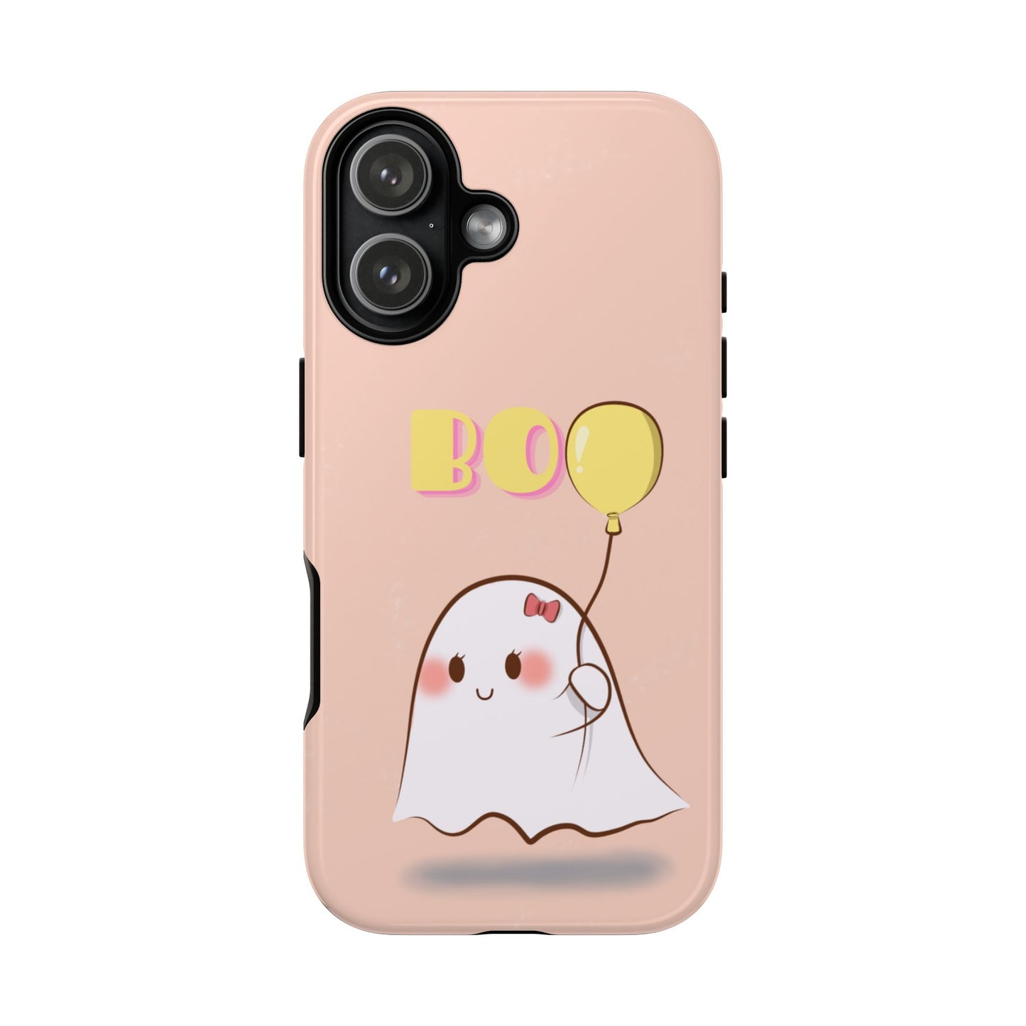 Cute Ghost 'Boo' Phone Case – Pink Balloon Protective Case
