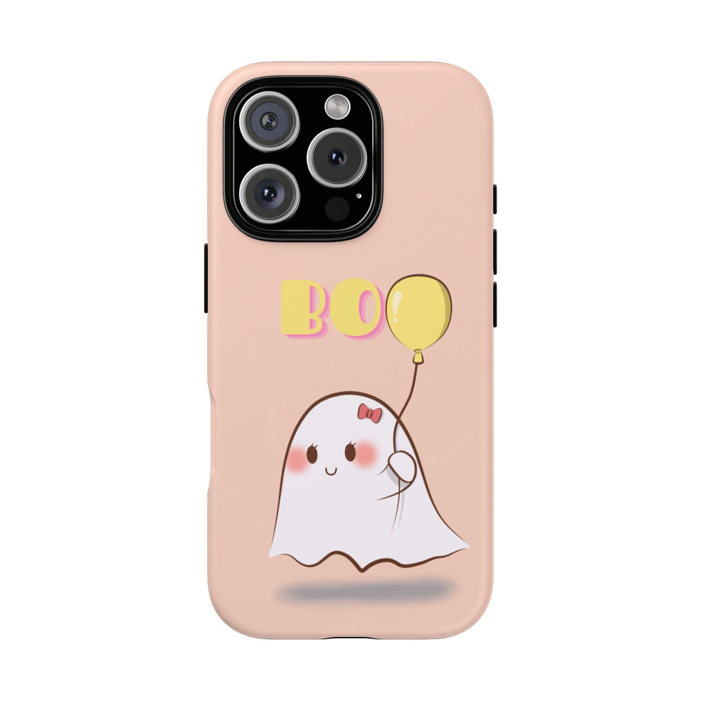Cute Ghost 'Boo' Phone Case – Pink Balloon Protective Case