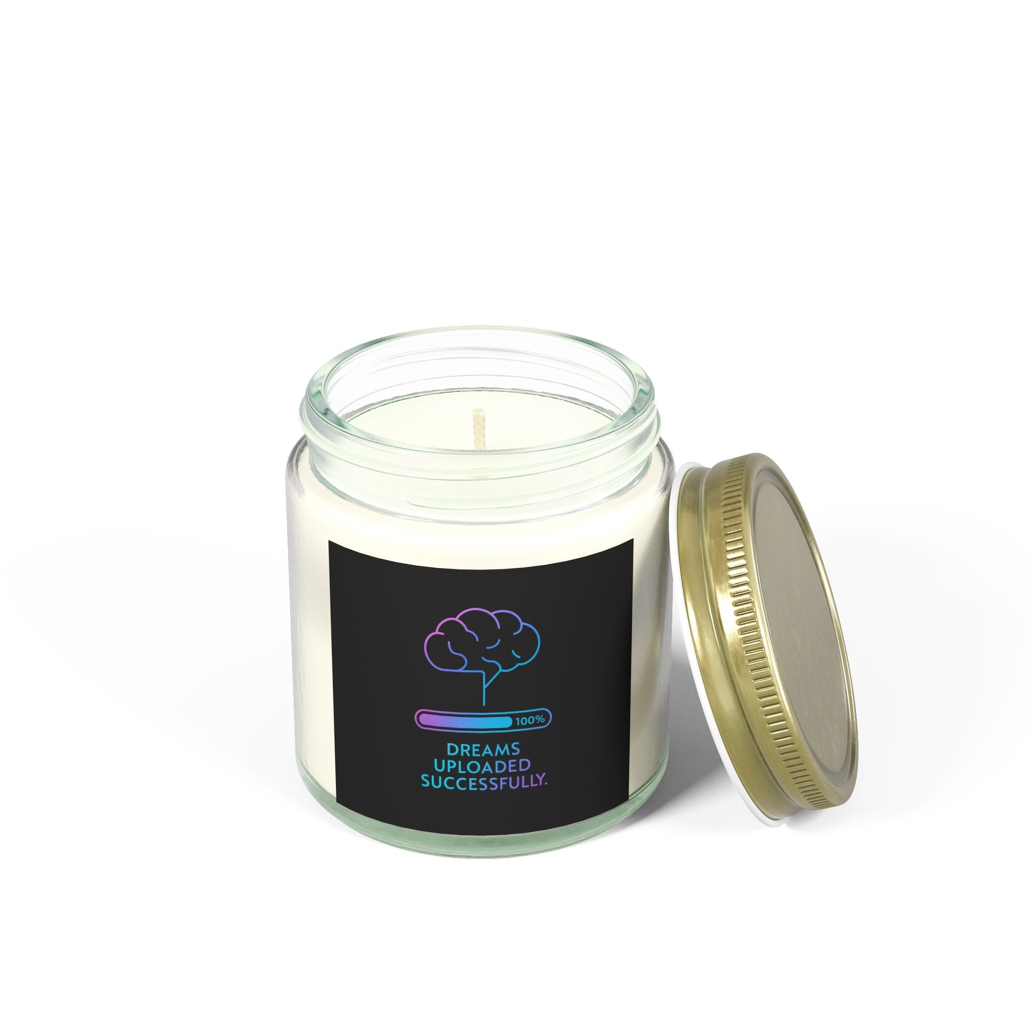 Dreams Uploaded Candle - Scented Coconut Apricot Wax (4oz, 9oz) - Motivational Gift for Relaxation, Home Decor, Self-Care, Inspiration