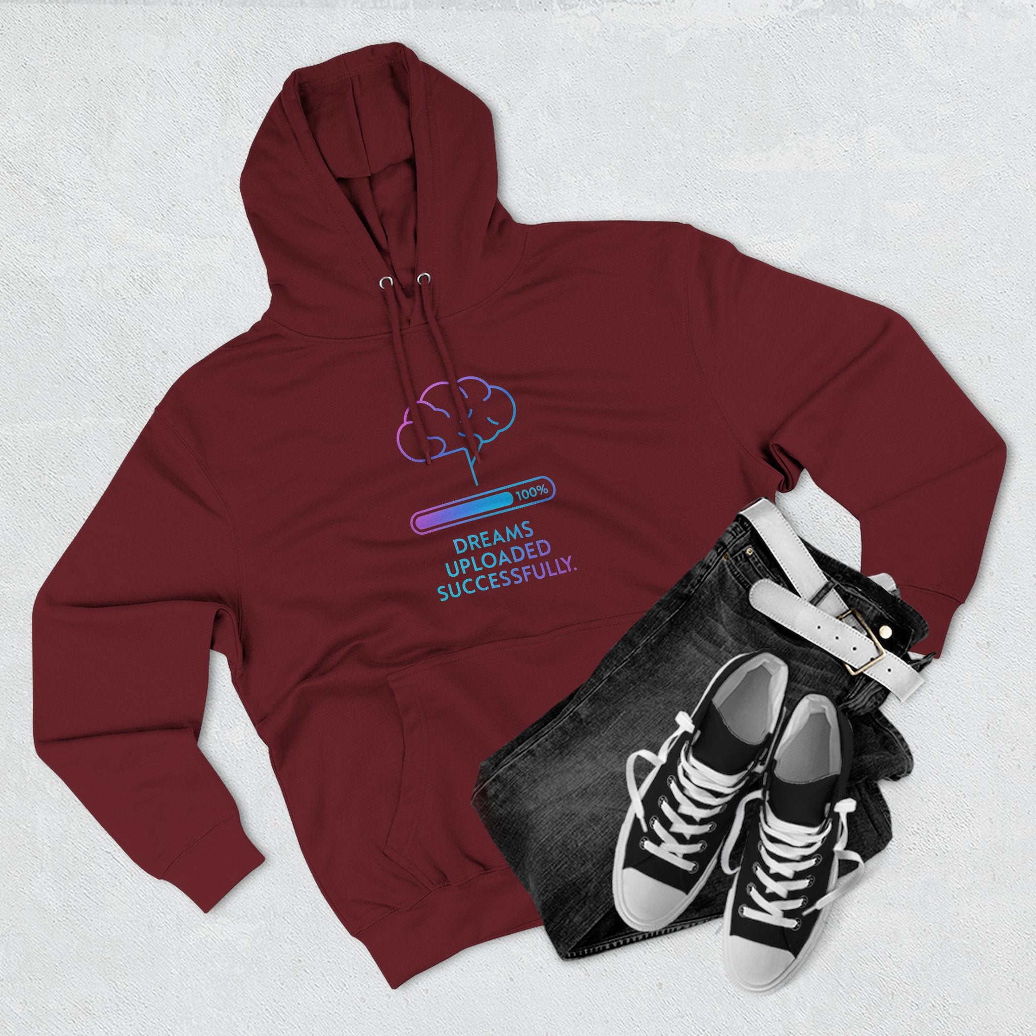 Dreams Uploaded Hoodie | Cozy Fleece Sweatshirt, Perfect for Gamers, Tech Lovers, Unique Gift, Motivational Wear