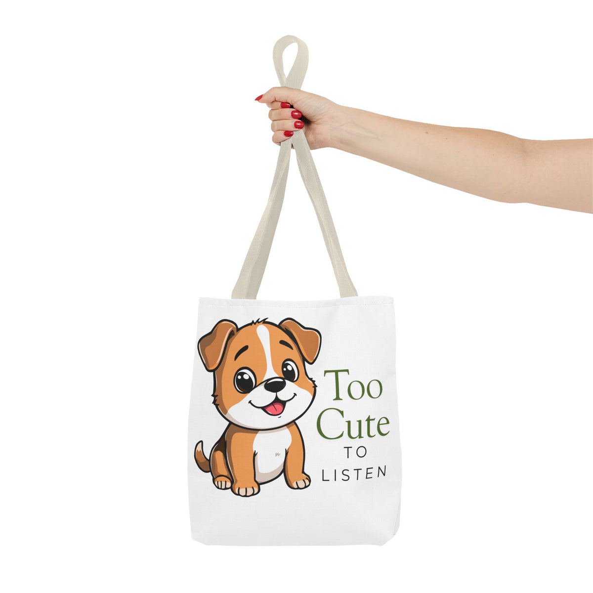 "Too Cute to Listen" Puppy Tote Bag
