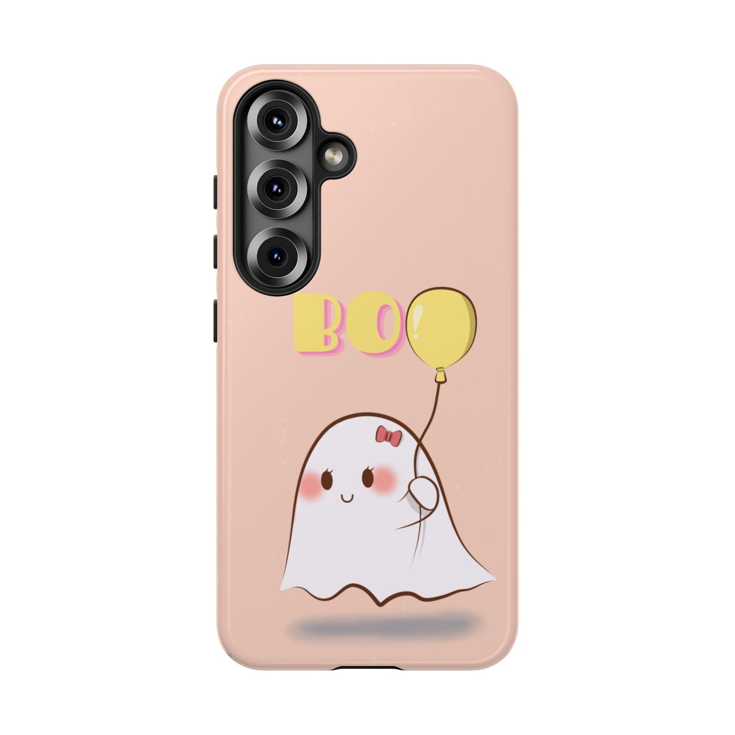 Cute Ghost 'Boo' Phone Case – Pink Balloon Protective Case