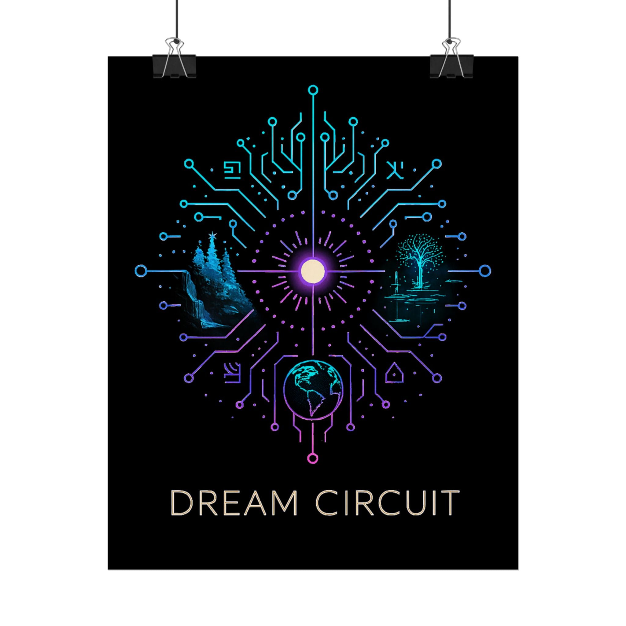 Cyberpunk Art Print, Dream Circuit Poster, Tech Aesthetic Wall Decor, Unique Gift for Tech Lovers, Modern Home Art