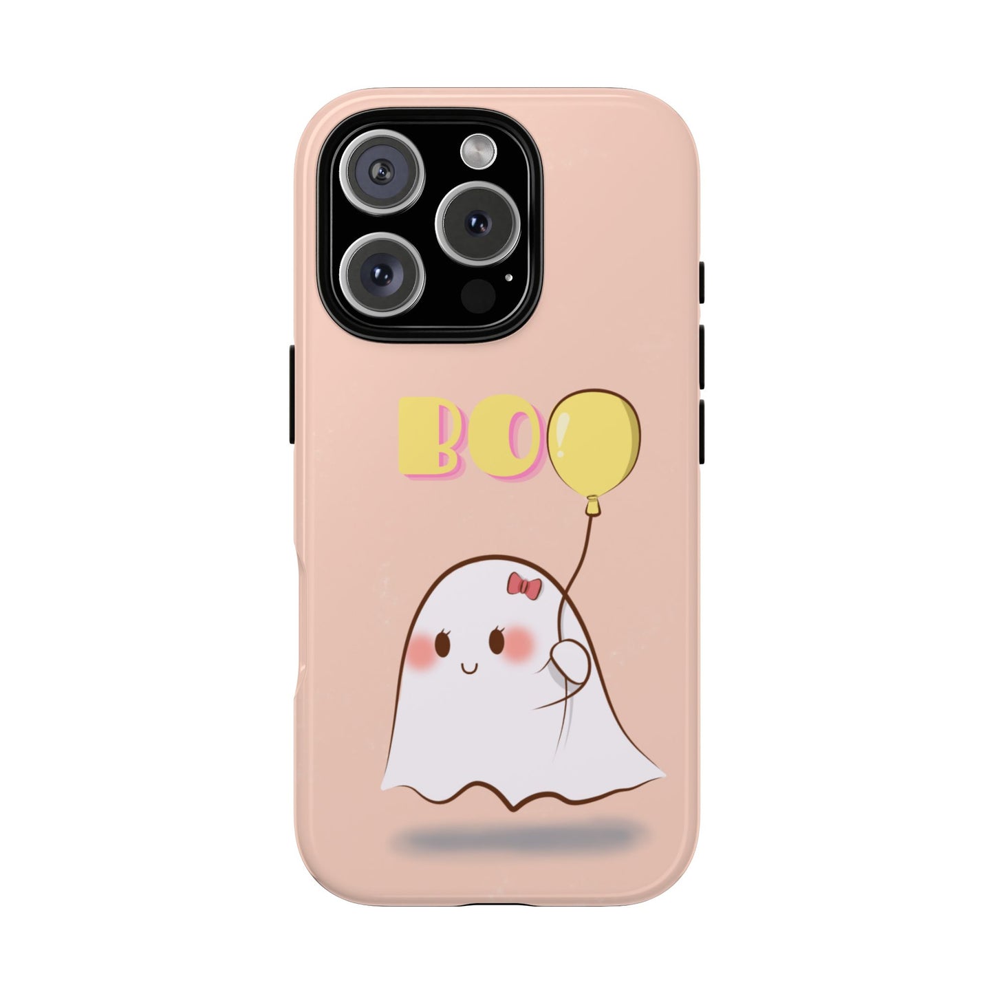 Cute Ghost 'Boo' Phone Case – Pink Balloon Protective Case