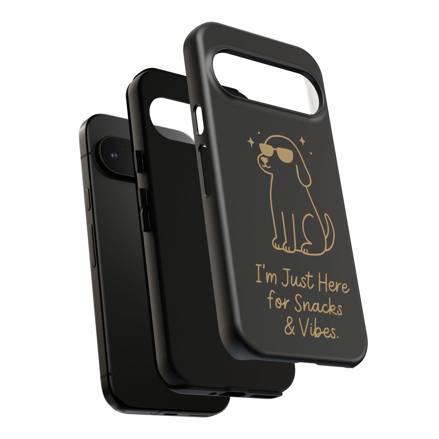 Phone Case — "I’m Just Here for Snacks & Vibes" Cute Dog Design
