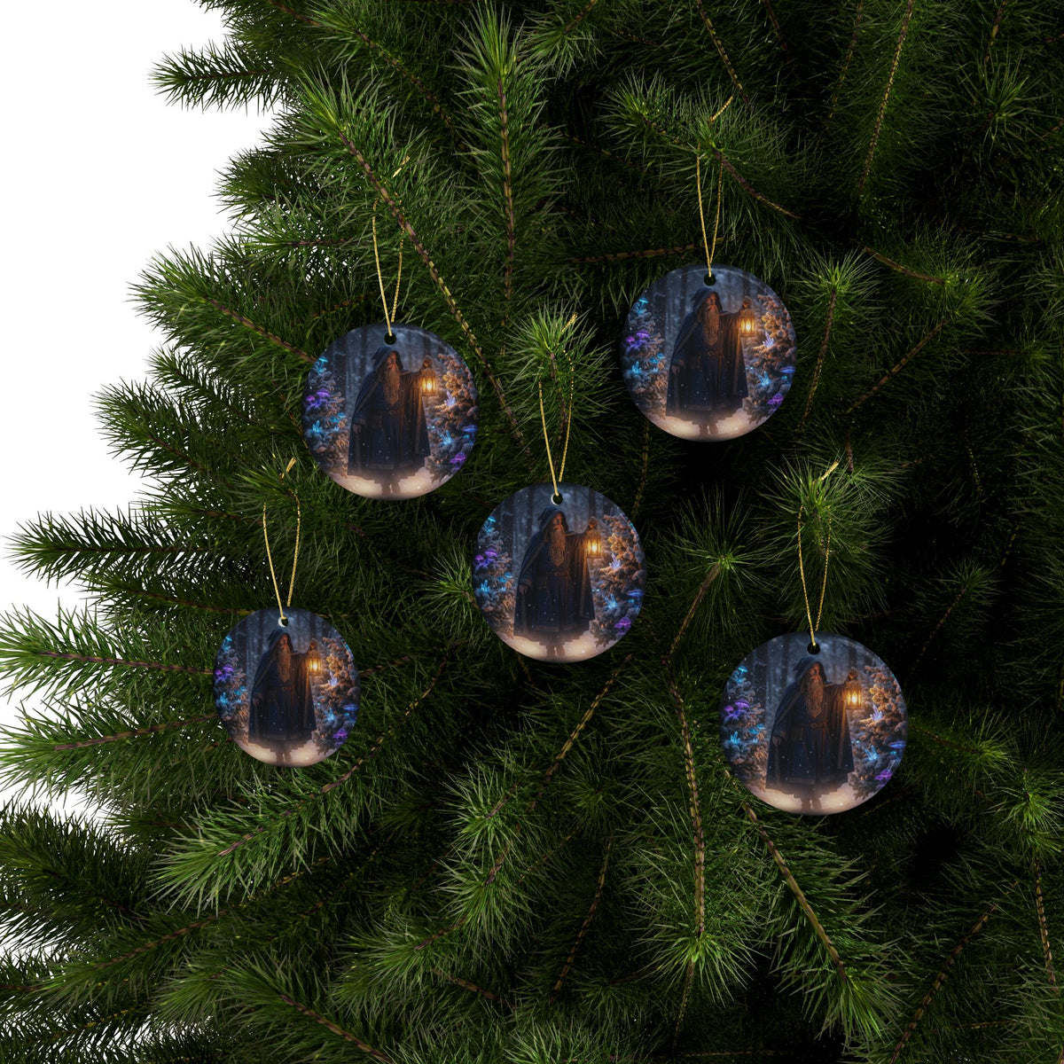 Wizard in Snowy Forest Fantasy Christmas Decor
