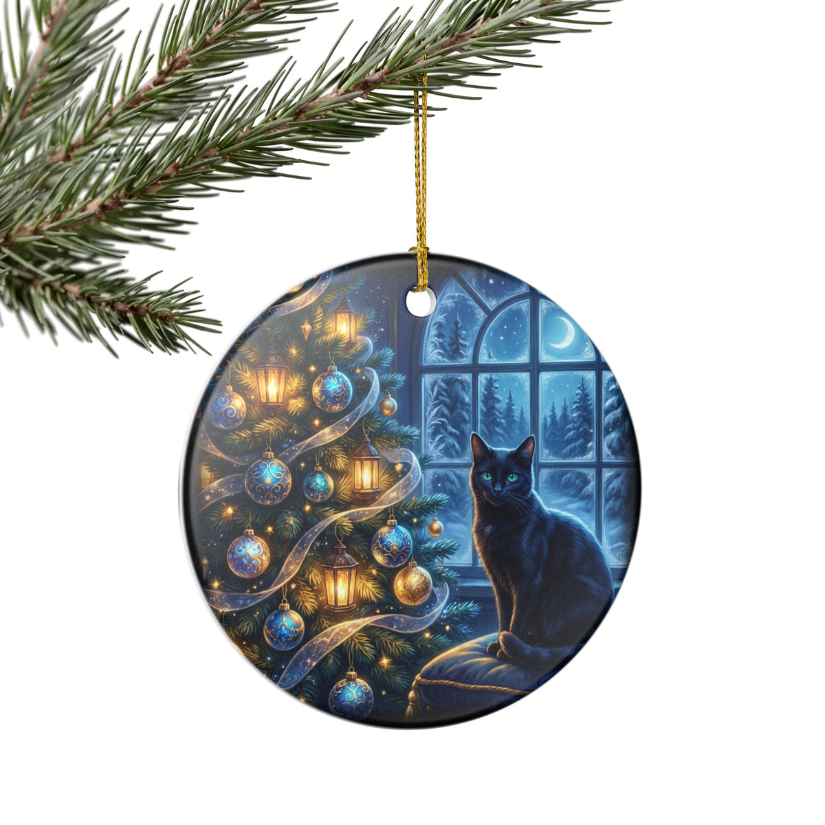 Black Cat Christmas Ornament