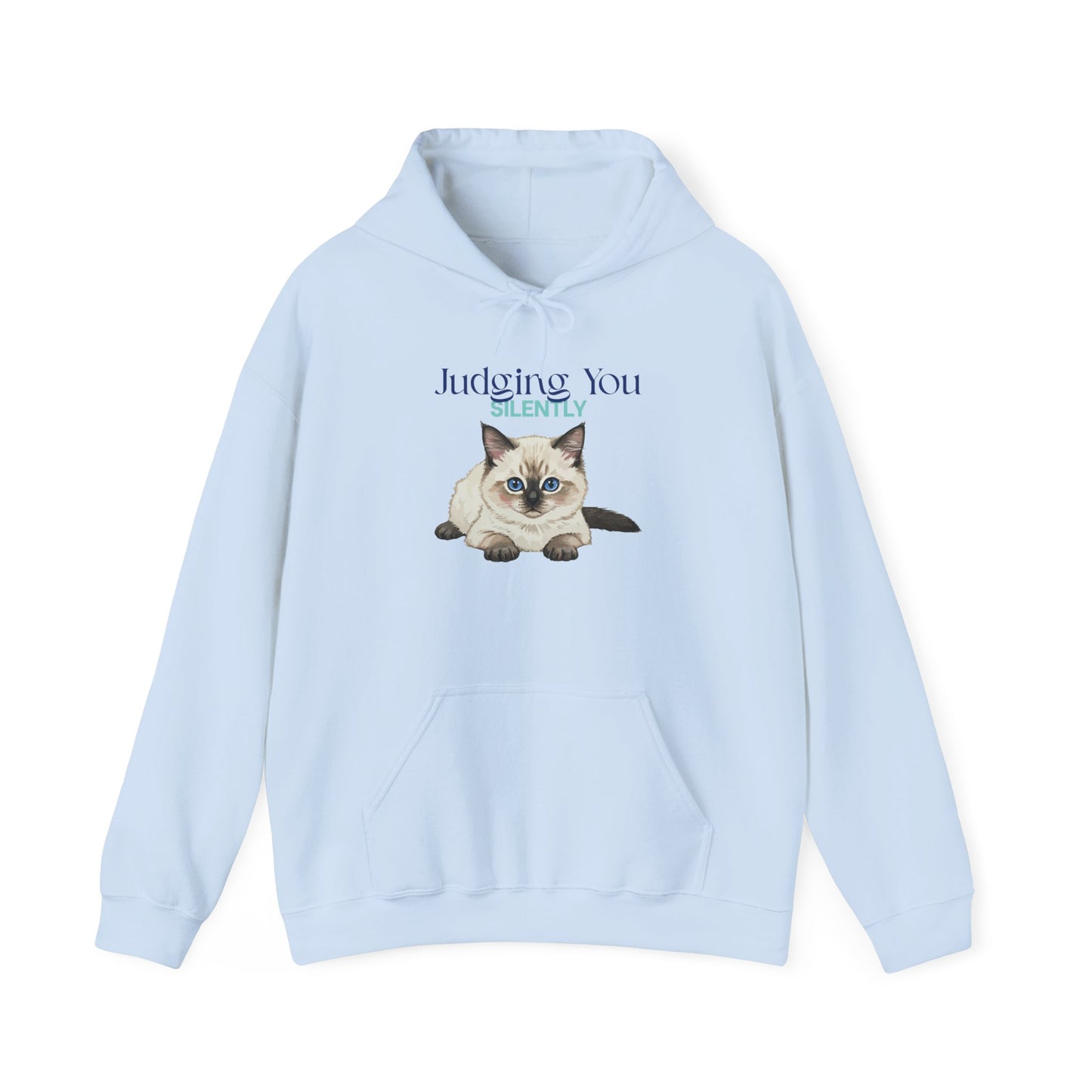 Cat Hoodie – "Judging You Silently" Cute Grumpy Kitten Graphic Hoodie