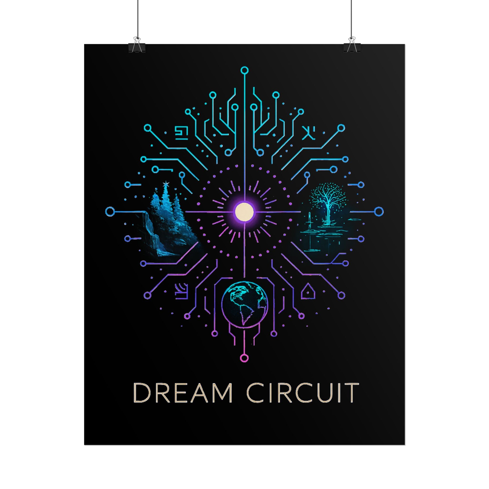 Cyberpunk Art Print, Dream Circuit Poster, Tech Aesthetic Wall Decor, Unique Gift for Tech Lovers, Modern Home Art
