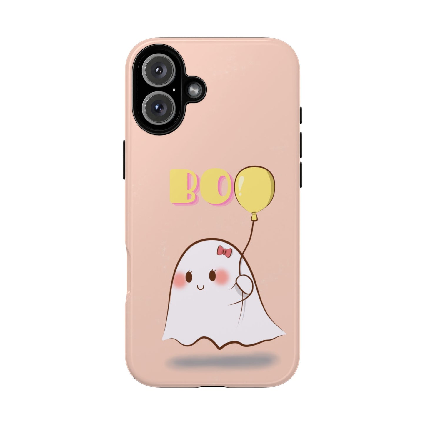 Cute Ghost 'Boo' Phone Case – Pink Balloon Protective Case
