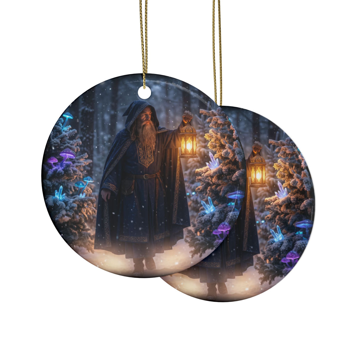 Wizard in Snowy Forest Fantasy Christmas Decor