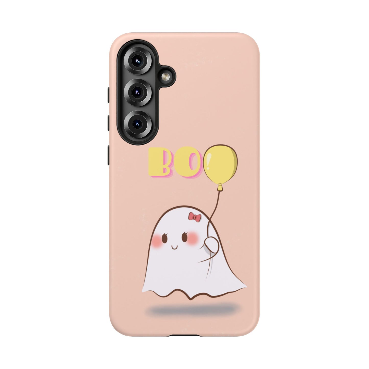 Cute Ghost 'Boo' Phone Case – Pink Balloon Protective Case
