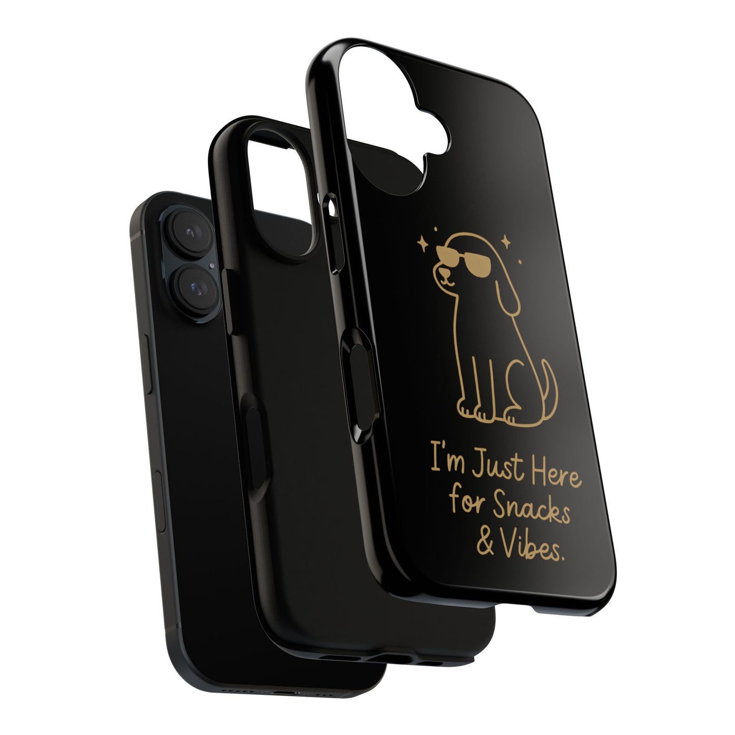 Phone Case — "I’m Just Here for Snacks & Vibes" Cute Dog Design