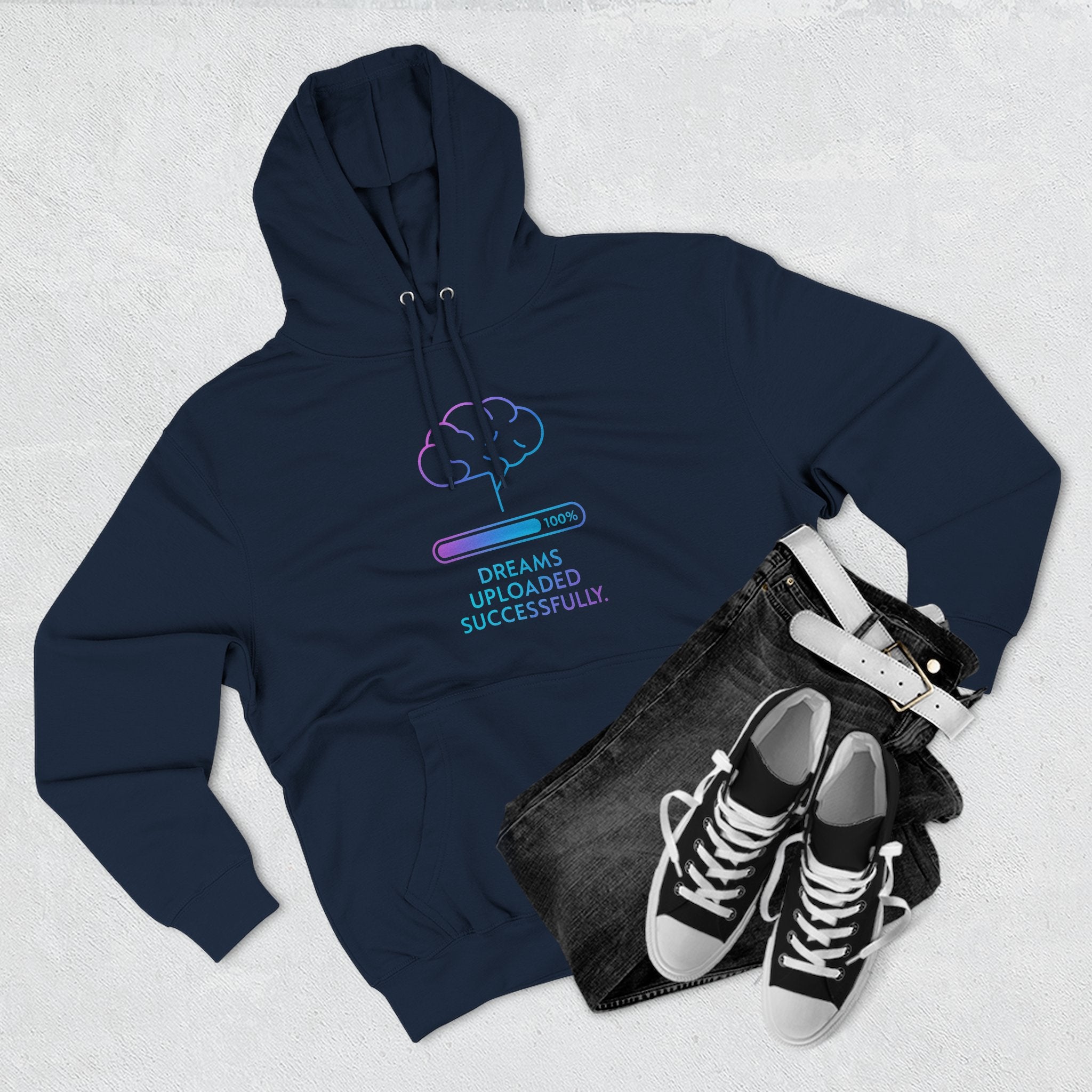 Dreams Uploaded Hoodie | Cozy Fleece Sweatshirt, Perfect for Gamers, Tech Lovers, Unique Gift, Motivational Wear