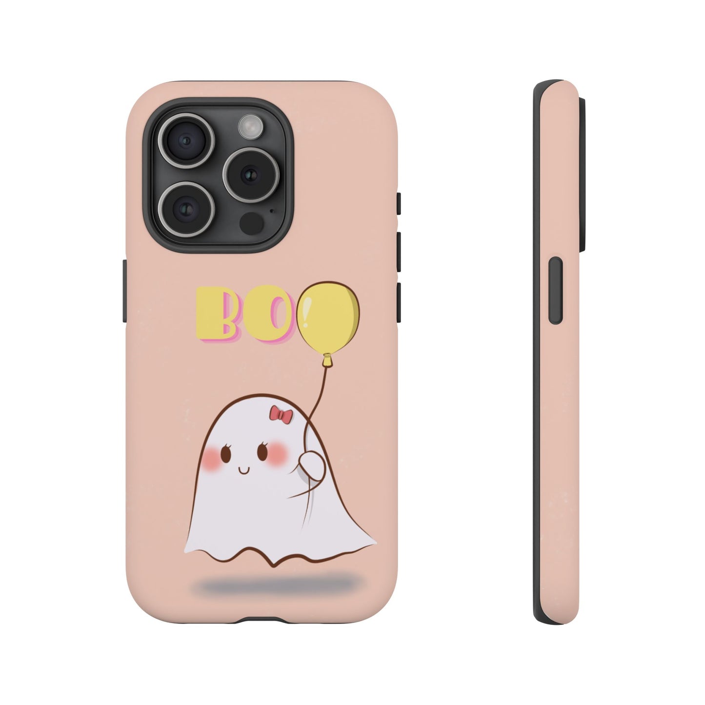 Cute Ghost 'Boo' Phone Case – Pink Balloon Protective Case