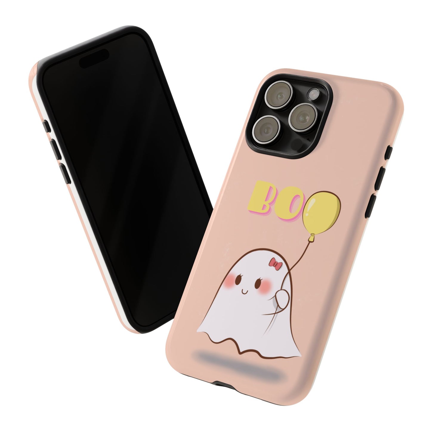 Cute Ghost 'Boo' Phone Case – Pink Balloon Protective Case