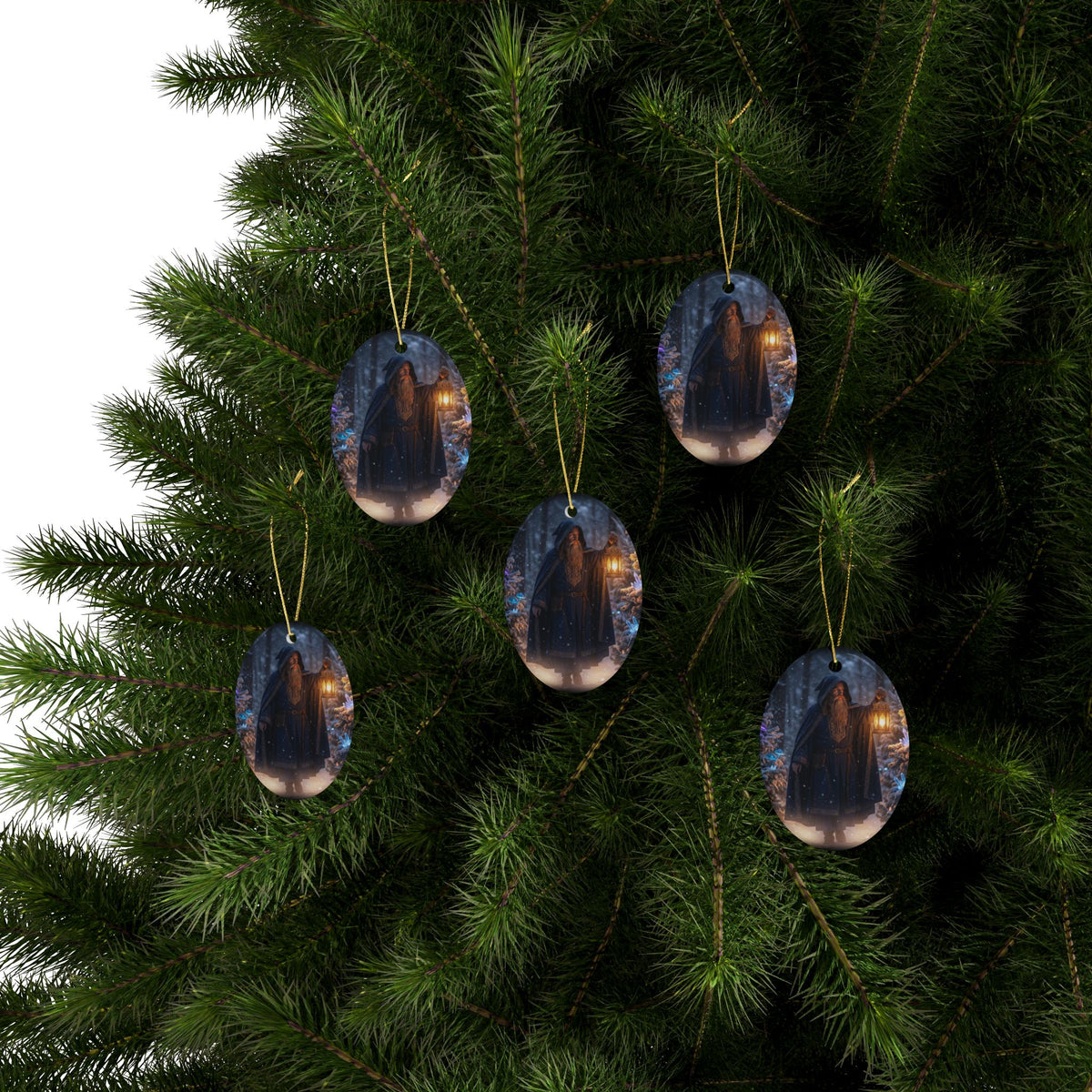 Wizard in Snowy Forest Fantasy Christmas Decor