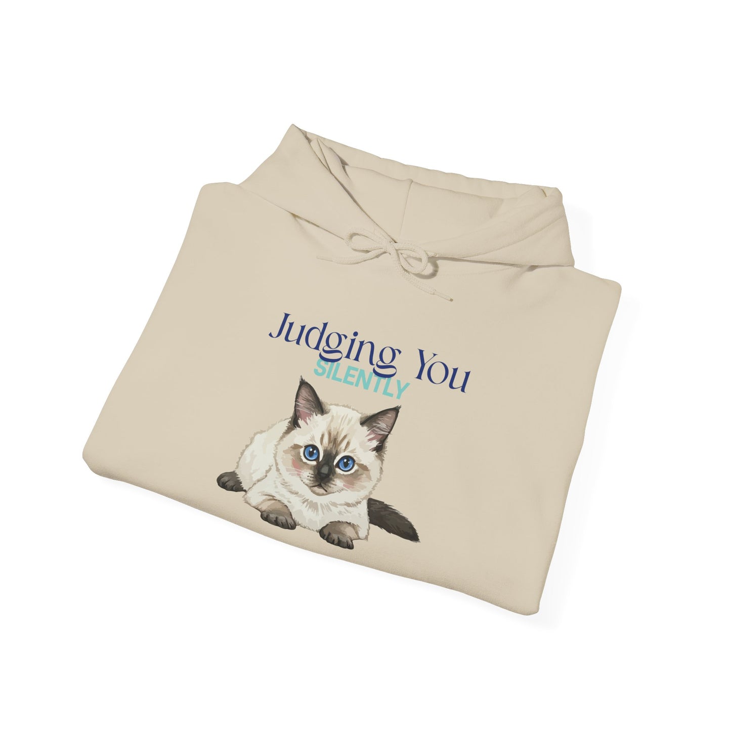 Cat Hoodie – "Judging You Silently" Cute Grumpy Kitten Graphic Hoodie