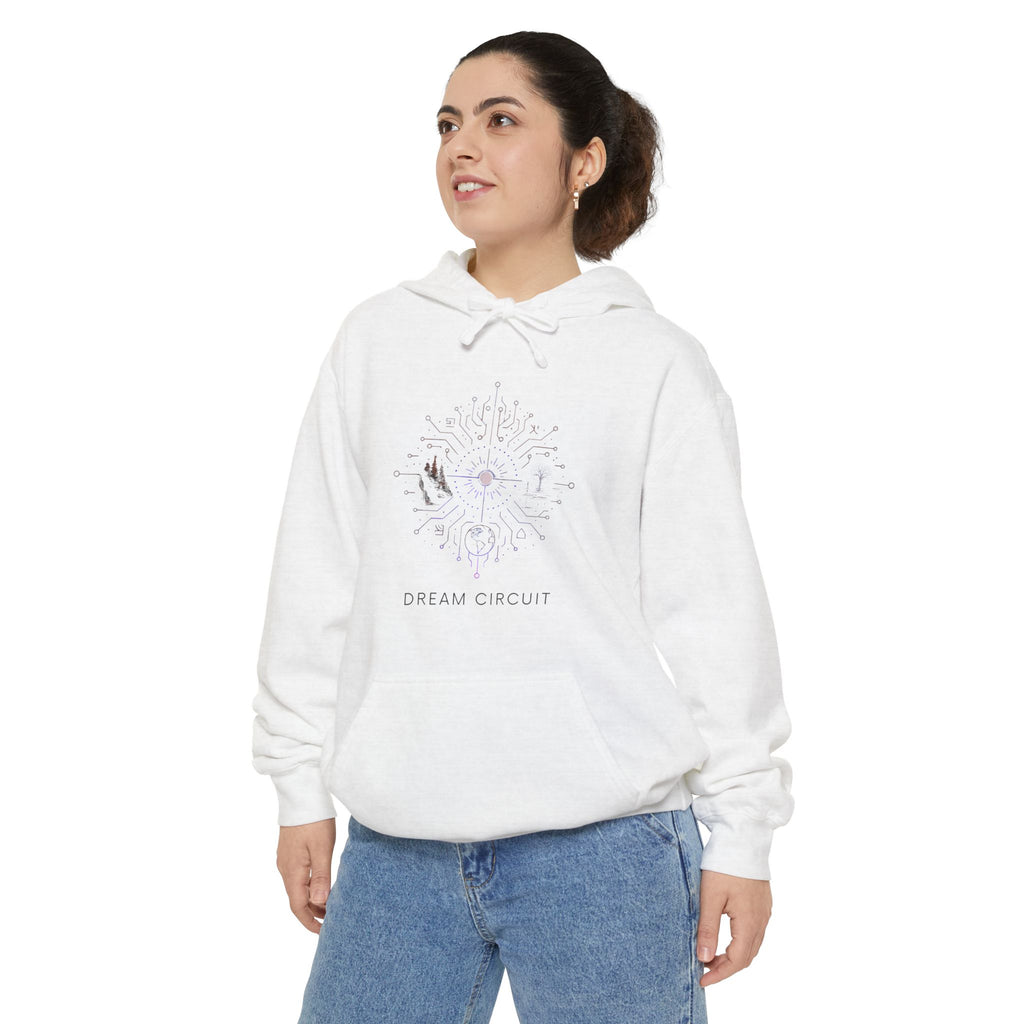 Dream Circuit Unisex Garment-Dyed Hoodie - Cozy Casual Wear, Perfect Gift, Dreamy Design, Comfortable Oversized Hoodie, Ideal for Relaxation
