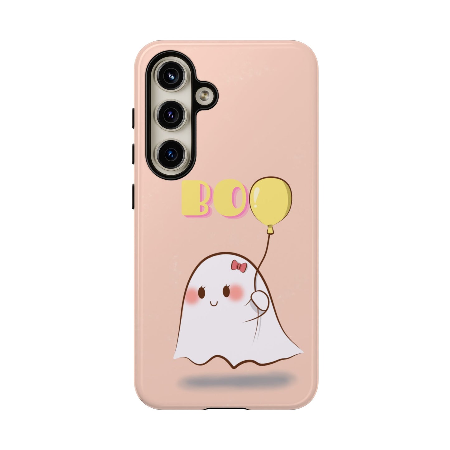 Cute Ghost 'Boo' Phone Case – Pink Balloon Protective Case