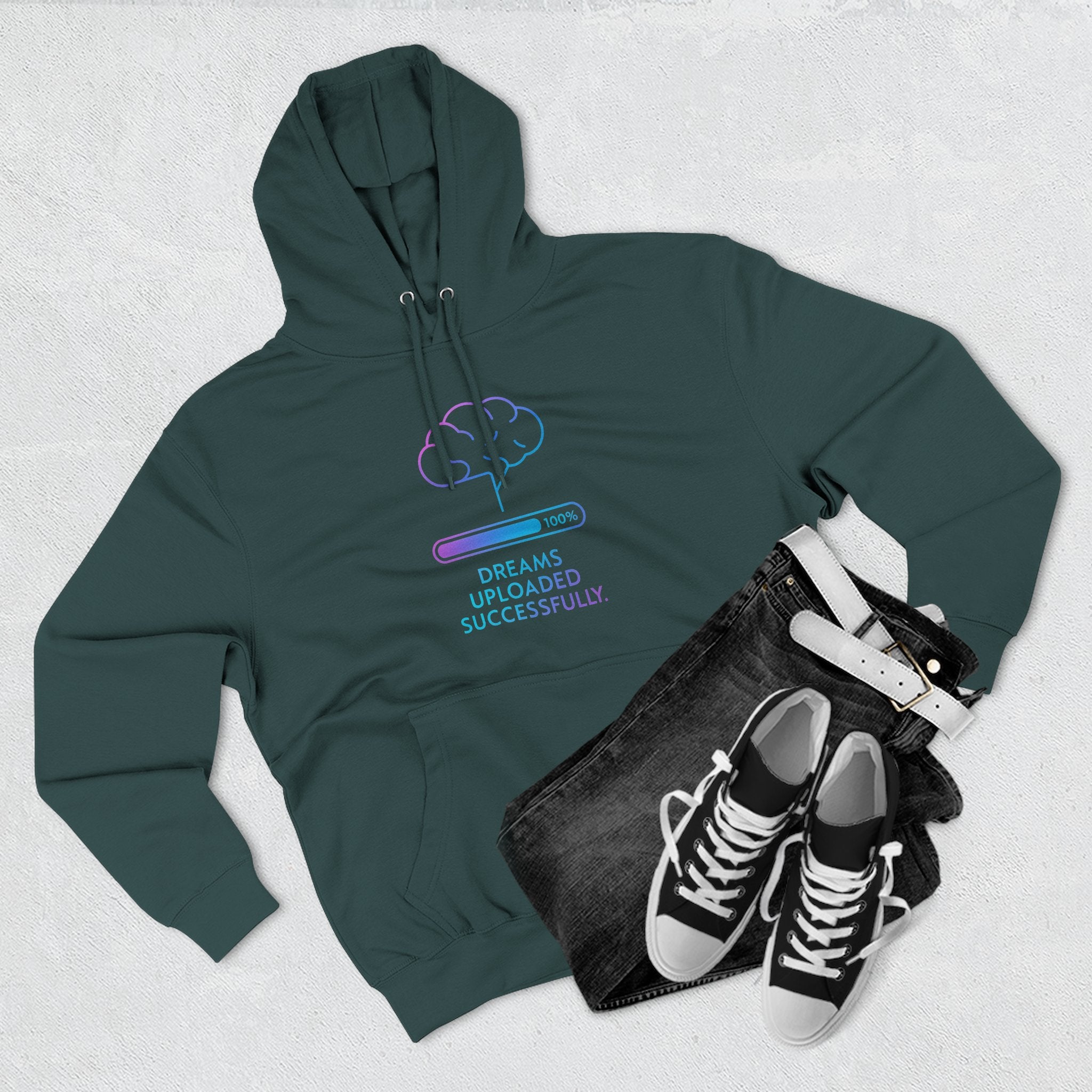 Dreams Uploaded Hoodie | Cozy Fleece Sweatshirt, Perfect for Gamers, Tech Lovers, Unique Gift, Motivational Wear