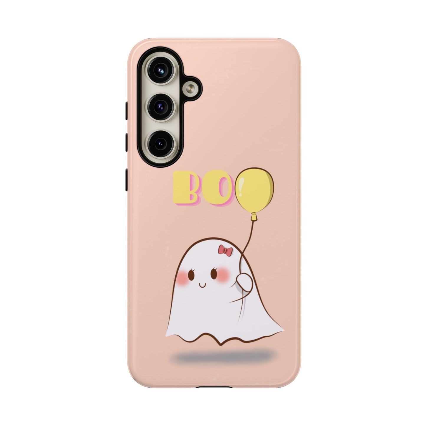Cute Ghost 'Boo' Phone Case – Pink Balloon Protective Case