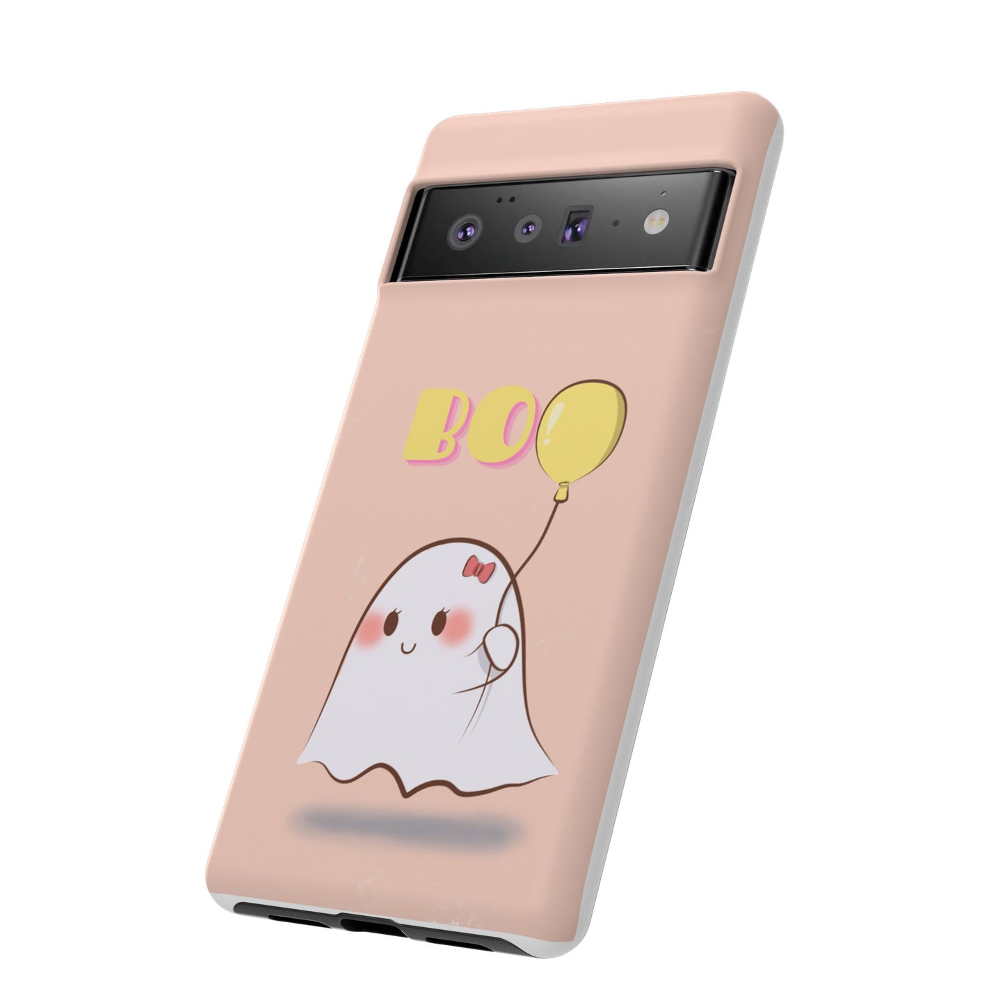 Cute Ghost 'Boo' Phone Case – Pink Balloon Protective Case