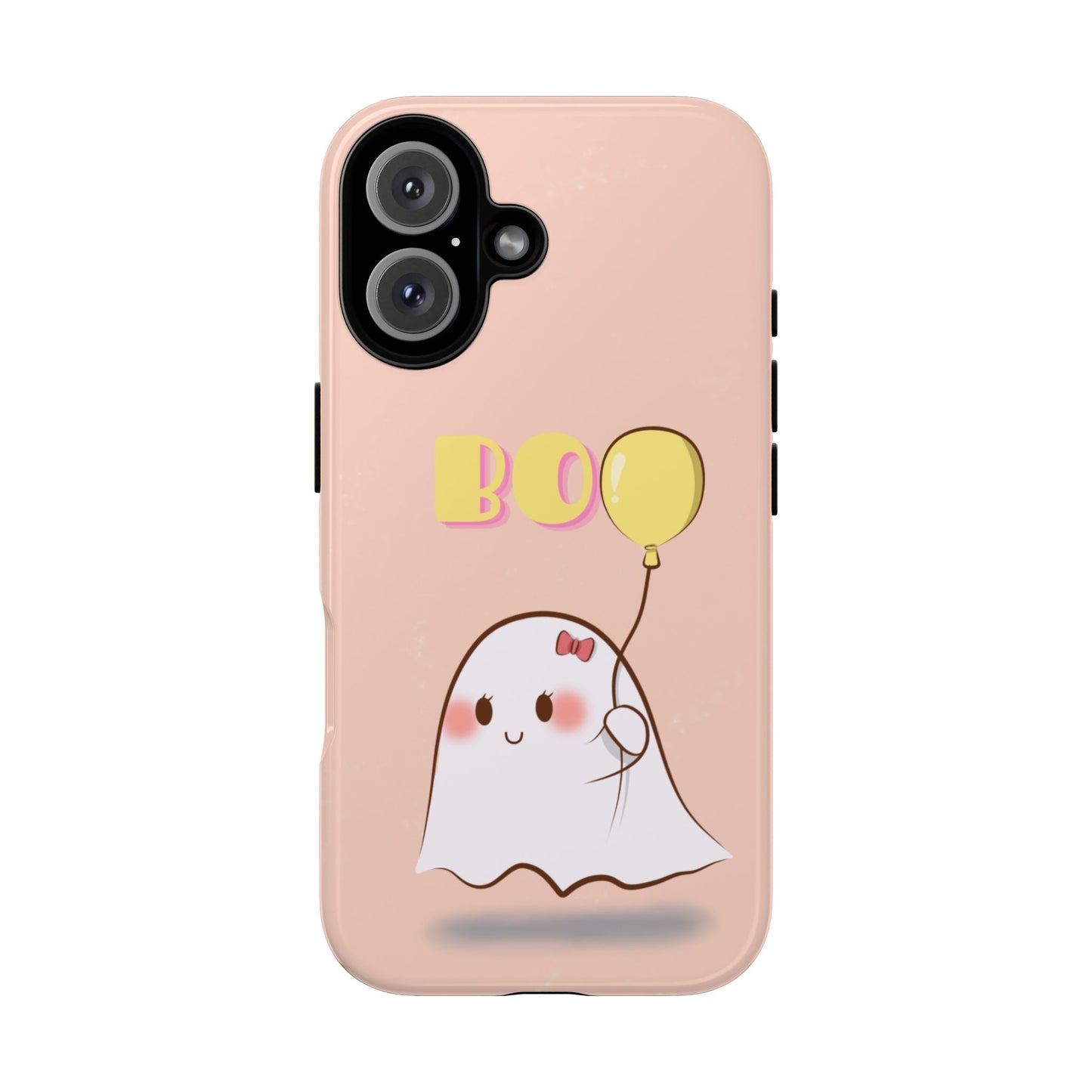 Cute Ghost 'Boo' Phone Case – Pink Balloon Protective Case