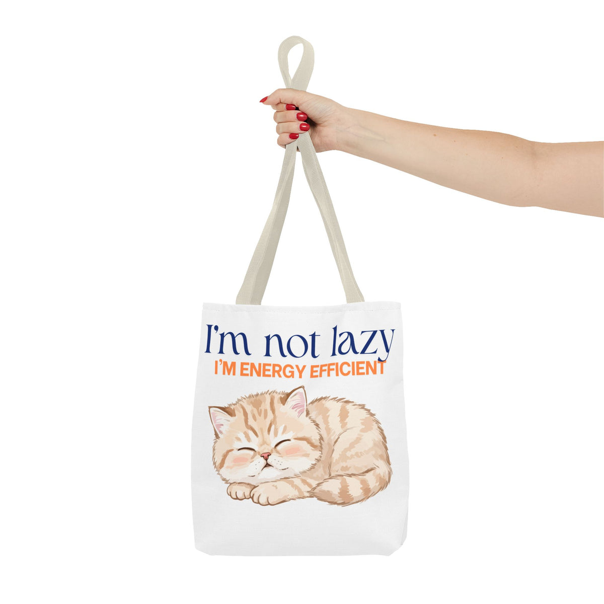 "I'm Not Lazy, I'm Energy Efficient" Sleeping Kitten tote bag